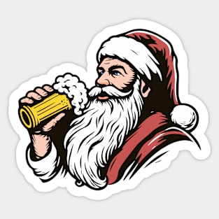 Santa Drinking a Holiday Beer Sticker